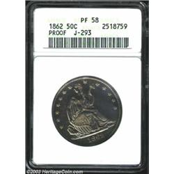 1862 50C Half Dollar, Judd-293, Pollock-351, R.5-6, PR58 ANACS.