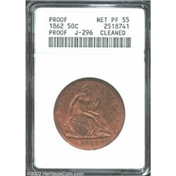 1862 50C Half Dollar, Judd-296, Pollock-354, R.7--Cleaned--ANACS. Net PR55.