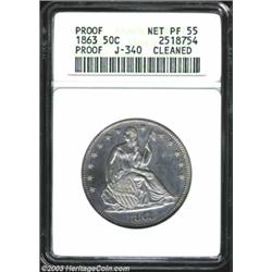 1863 50C Half Dollar, Judd-340, Pollock-412, R.7--Cleaned--ANACS. Net PR55.