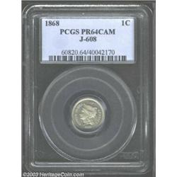 1868 1C One Cent, Judd-608, Pollock-673, R.5, PR64 PCGS.