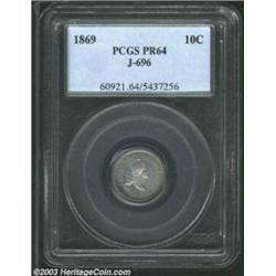 1869 10C Standard Silver Ten Cents, Judd-696, Pollock-775, R.5, PR64 PCGS.
