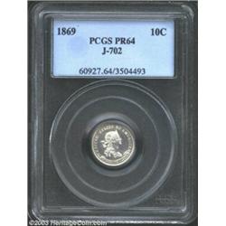 1869 10C Standard Silver Ten Cents, Judd-702, Pollock-781, R.6, PR64 PCGS.