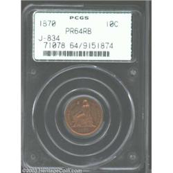 1870 10C Ten Cents, Judd-834, Pollock-924, R.6-7, PR64 Red and Brown PCGS.