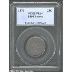 1870 25C Standard Silver Quarter Dollar, Judd-894, Pollock-1001, R.5-6, PR64 PCGS.