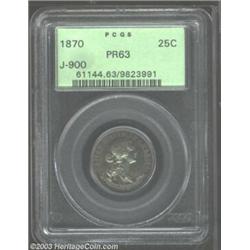 1870 25C Standard Silver Quarter Dollar, Judd-900, Pollock-1015, R.5-6, PR63 PCGS.