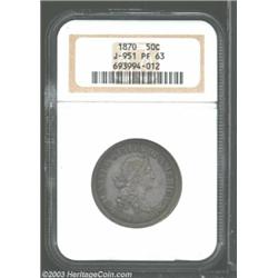 1870 50C Standard Silver Half Dollar, Judd-951, Pollock-1094, R.5-6, PR63 NGC.