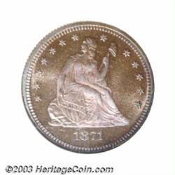 1871 25C Quarter Dollar, Judd-1102, Pollock-1238, R.7, PR67 Red and Brown NGC.