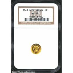 1849 G$1 Open Wreath MS63 NGC.