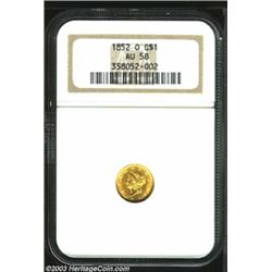 1852-O G$1 AU58 NGC.