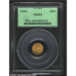 1853 G$1 MS64 PCGS.