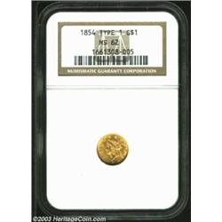 1854 G$1 Type One MS62 NGC.