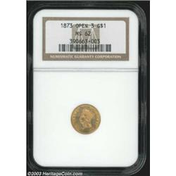 1873 G$1 Open 3 MS62 NGC.