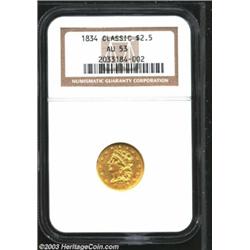 1834 $2 1/2 Classic AU53 NGC.