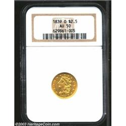 1839-O $2 1/2 AU50 NGC.