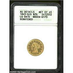 1843-O/O $2 1/2 Large Date--Scratched--ANACS. AU Details, Net XF45.