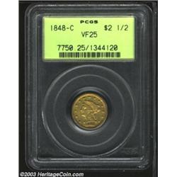 1848-C $2 1/2 VF25 PCGS.