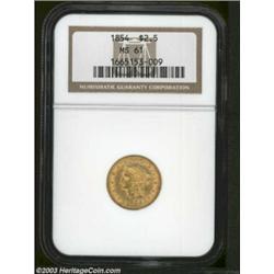 1854 $2 1/2 MS61 NGC.