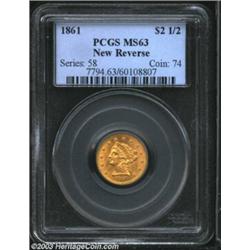 1861 $2 1/2 New Reverse MS63 PCGS.