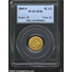 1865-S $2 1/2 XF40 PCGS.
