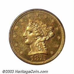 1875 $2 1/2 AU55 PCGS.