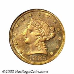 1885 $2 1/2 AU58 PCGS.