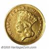 Image 1 : 1854-D $3 AU50 Cleaned Uncertified.
