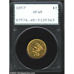 1857 $3 XF45 PCGS.