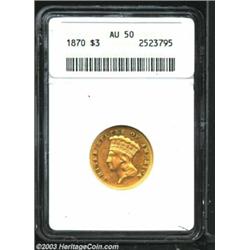 1870 $3 AU50 ANACS.