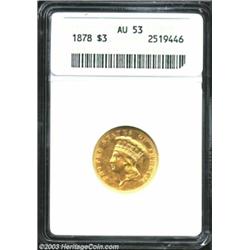 1878 $3 AU53 ANACS.