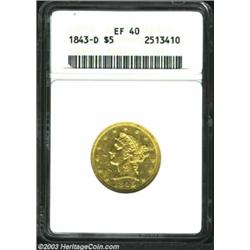 1843-D $5 Large D XF40 ANACS.