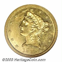 1843-D $5 Large D MS61 NGC.