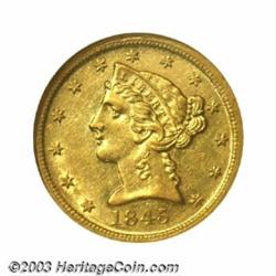 1845-D $5 AU58 NGC.
