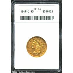1847-D $5 XF40 ANACS.