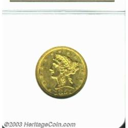 1851 $5 AU58 NGC.