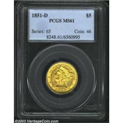 1851-D $5 MS61 PCGS.