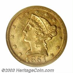 1851-D $5 Weak D MS63 NGC.