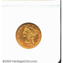 1854 $5 AU58 NGC.