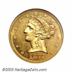 1874 $5 MS60 NGC.