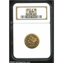 1877-S $5 AU50 NGC.