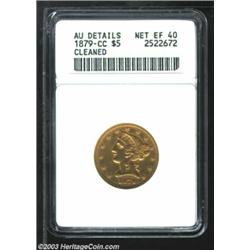 1879-CC $5 --Cleaned--ANACS. AU Details, Net XF40.