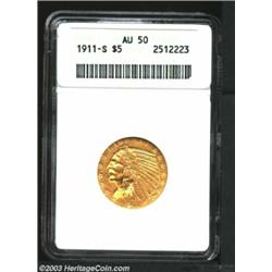 1911-S $5 AU50 ANACS.