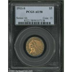 1911-S $5 AU58 PCGS.