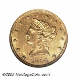 1854 $10 AU58 NGC.