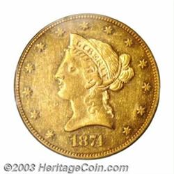 1874-CC $10 AU55 PCGS.