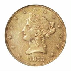 1875 $10 AU50 PCGS.