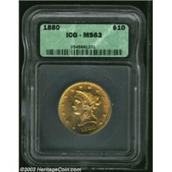 1880 $10 MS63 ICG.