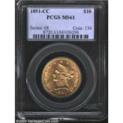 1891-CC $10 MS61 PCGS.