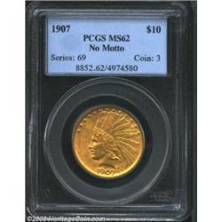 1907 $10 No Motto MS62 PCGS.