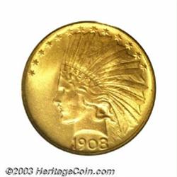 1908 $10 No Motto MS64 PCGS.