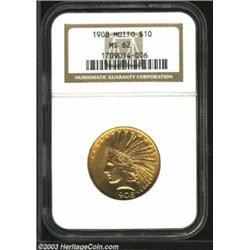 1908 $10 Motto MS62 NGC.